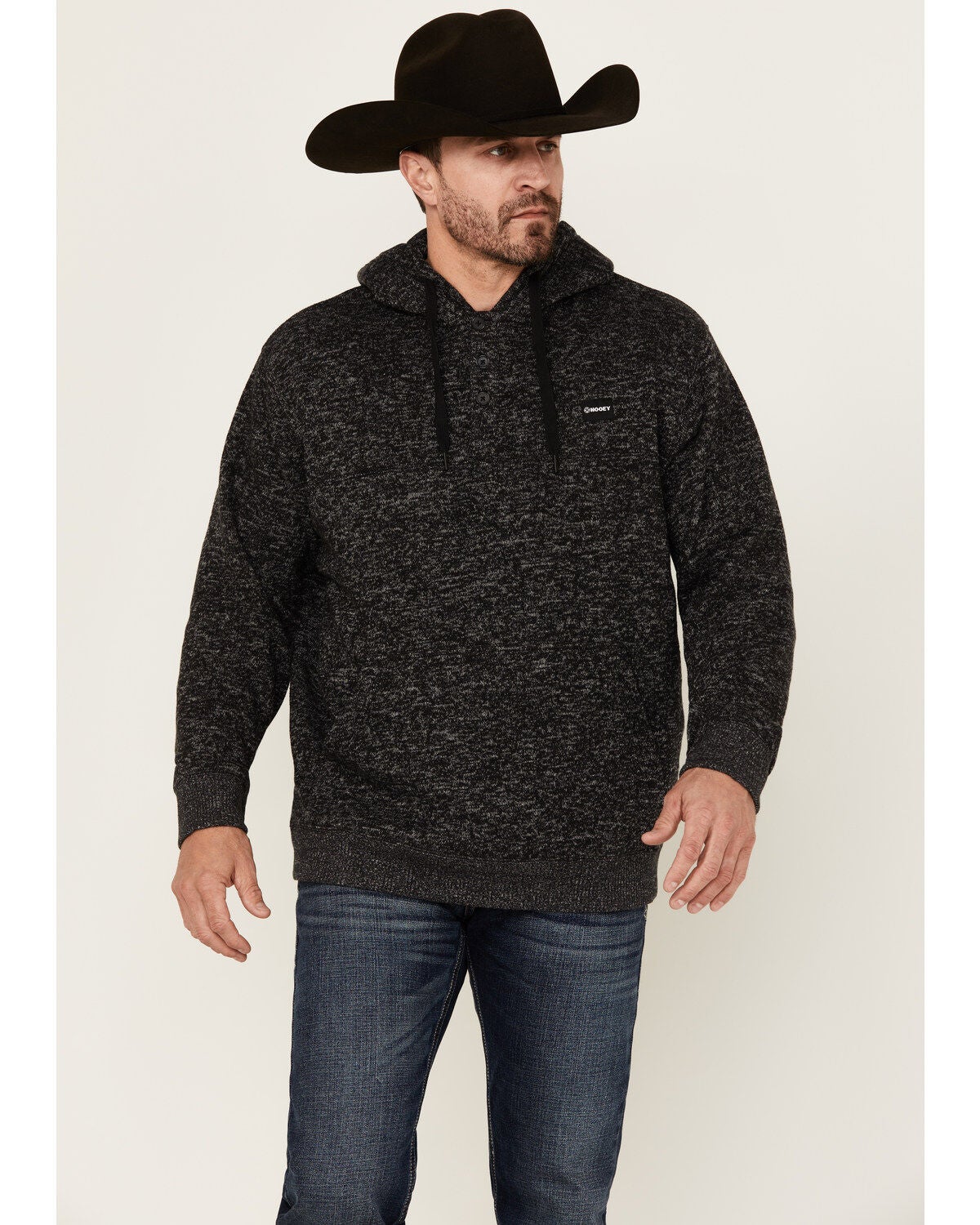 Image #1 - Hooey Men's Jimmy Speckled Henley Hooded Pullover, , hi-res