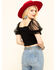 Jealous Tomato Women's Smocked Top, Black, hi-res