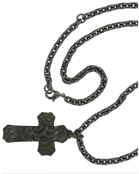 Image #3 - Montana Silversmiths Men's Nickel Faded Glory Cross Necklace , Silver, hi-res