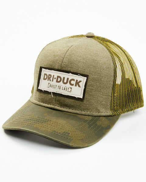 Dri-Duck Men's Olive & Camo Range Trucker Cap , Olive, hi-res