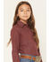 Image #2 - Cruel Girl Girls' Striped Long Sleeve Snap Western Shirt, Burgundy, hi-res