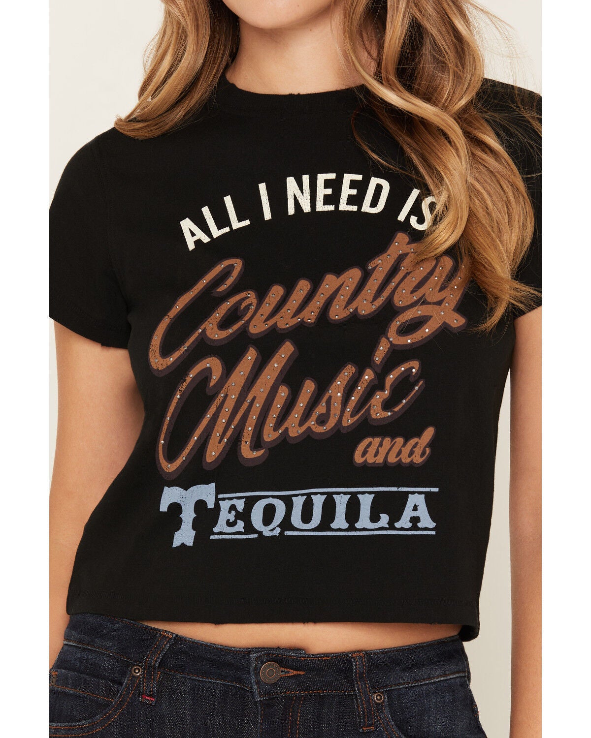 Image #3 - Idyllwind Women's Country Music And Tequila Short Sleeve Graphic Tee, Black, hi-res