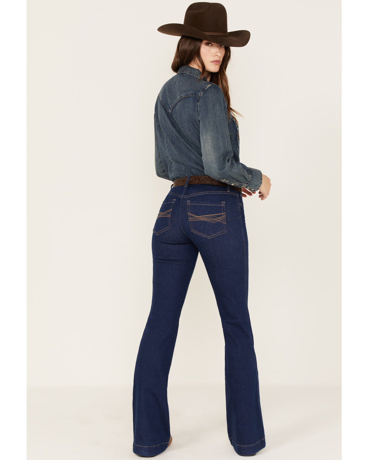 Image #3 - RANK 45® Women's Dark Wash Mid Rise Flare Jeans, Dark Wash, hi-res