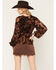 Image #4 - Cleo + Wolf Women's Ruffle Long Sleeve Peplum Top, Brown, hi-res