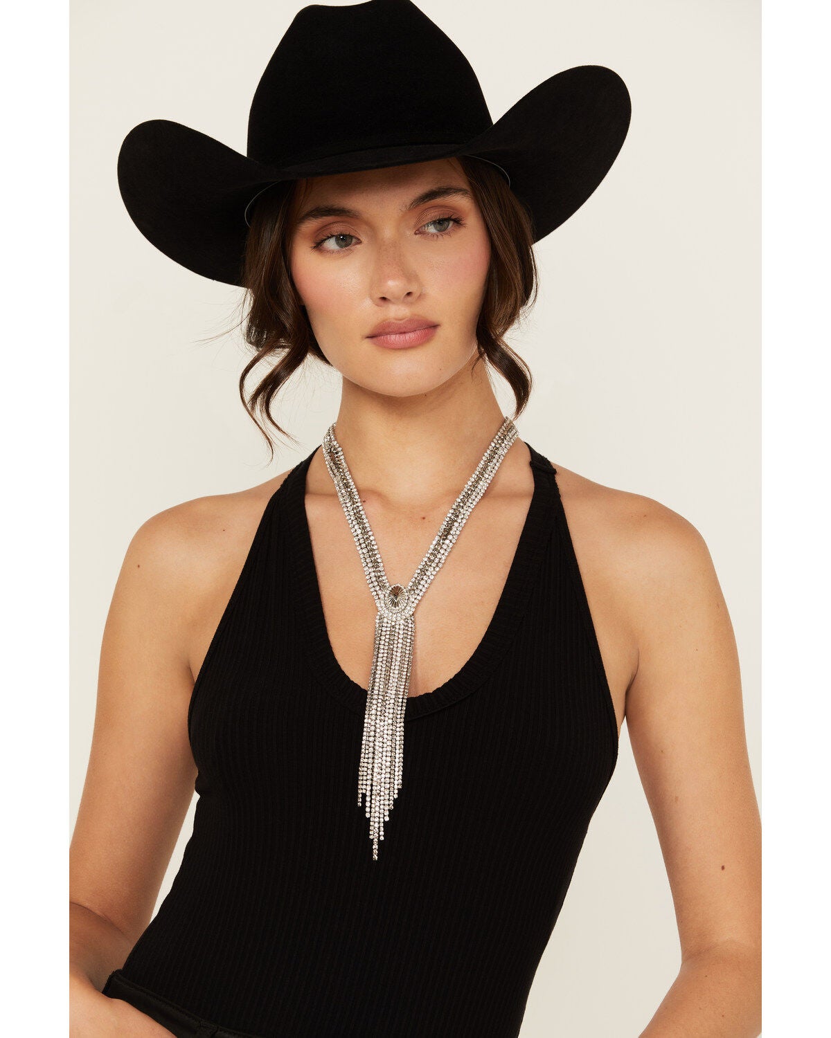 Wonderwest Women's Annalee Rhinestone Lariat Necklace, Silver, hi-res