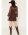 Image #4 - Scully Women's Lace Crochet Long Bell Sleeve Mini Dress, Chocolate, hi-res