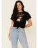 Image #1 - Shyanne Women's Here For The Beer Graphic Tie-Front Short Sleeve Tee, Black, hi-res