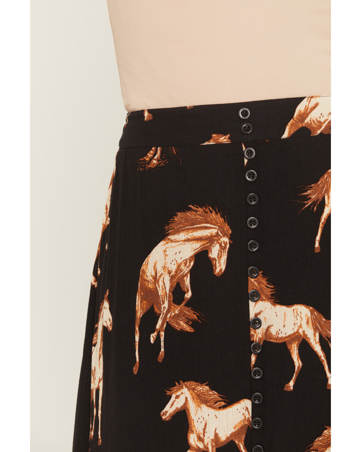 Cotton & Rye Women's Horse Print Button-Front High-Low Skirt