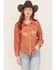 Very J Women's Crochet Button-Down Shacket , Rust Copper, hi-res