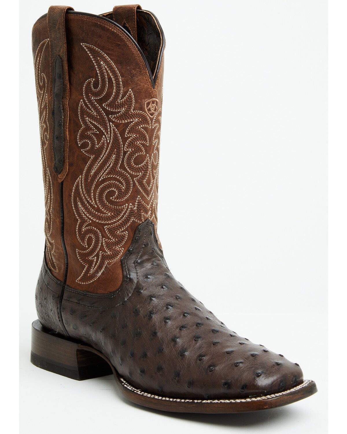 Ariat Men's Classic Cash Exotic Ostrich Western Boots - Broad Square Toe, Brown, hi-res