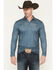 Image #1 - Cowboy Hardware Men's Steerhead Print Long Sleeve Snap Polo, Slate, hi-res