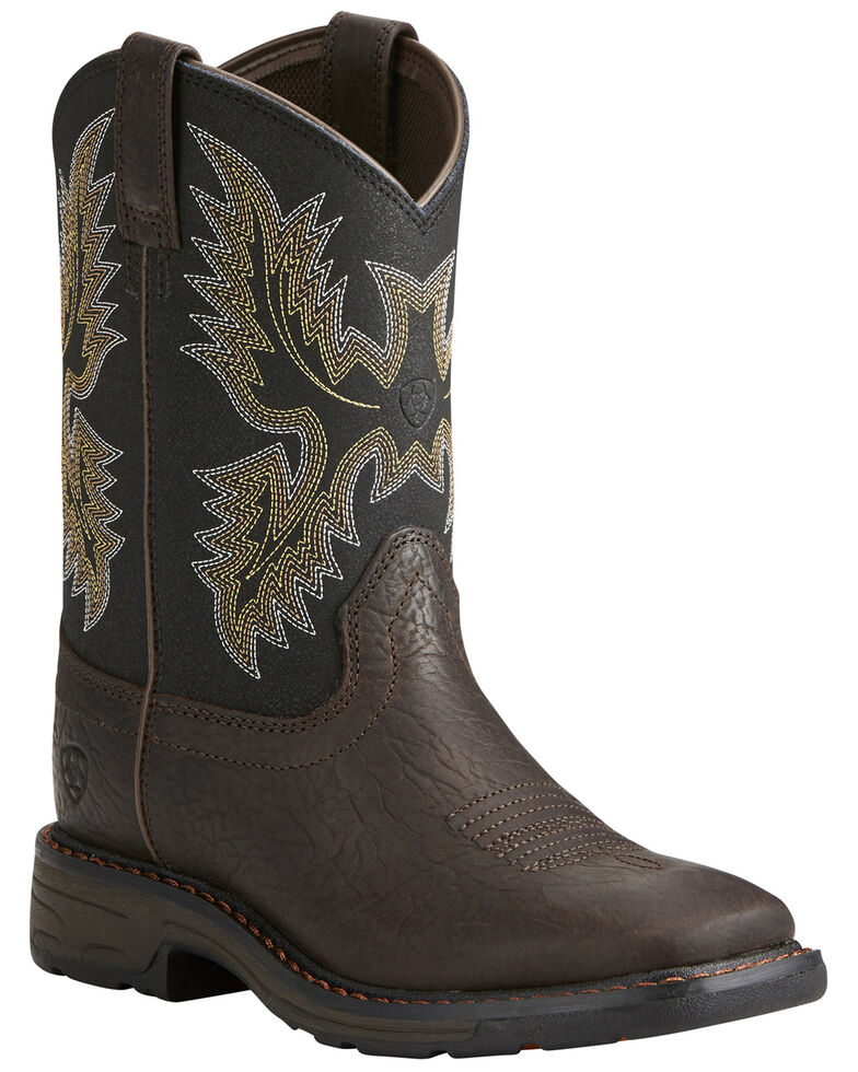 Ariat Youth Boys' Workhog Bruin Western Boots, Brown, hi-res