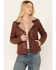 Image #1 - Mauritius Leather Women's Sherpa Collar Leather Moto Jacket, , hi-res