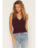 Image #1 - Idyllwind Women's Misty Ribbed V Neck Tank, Wine, hi-res