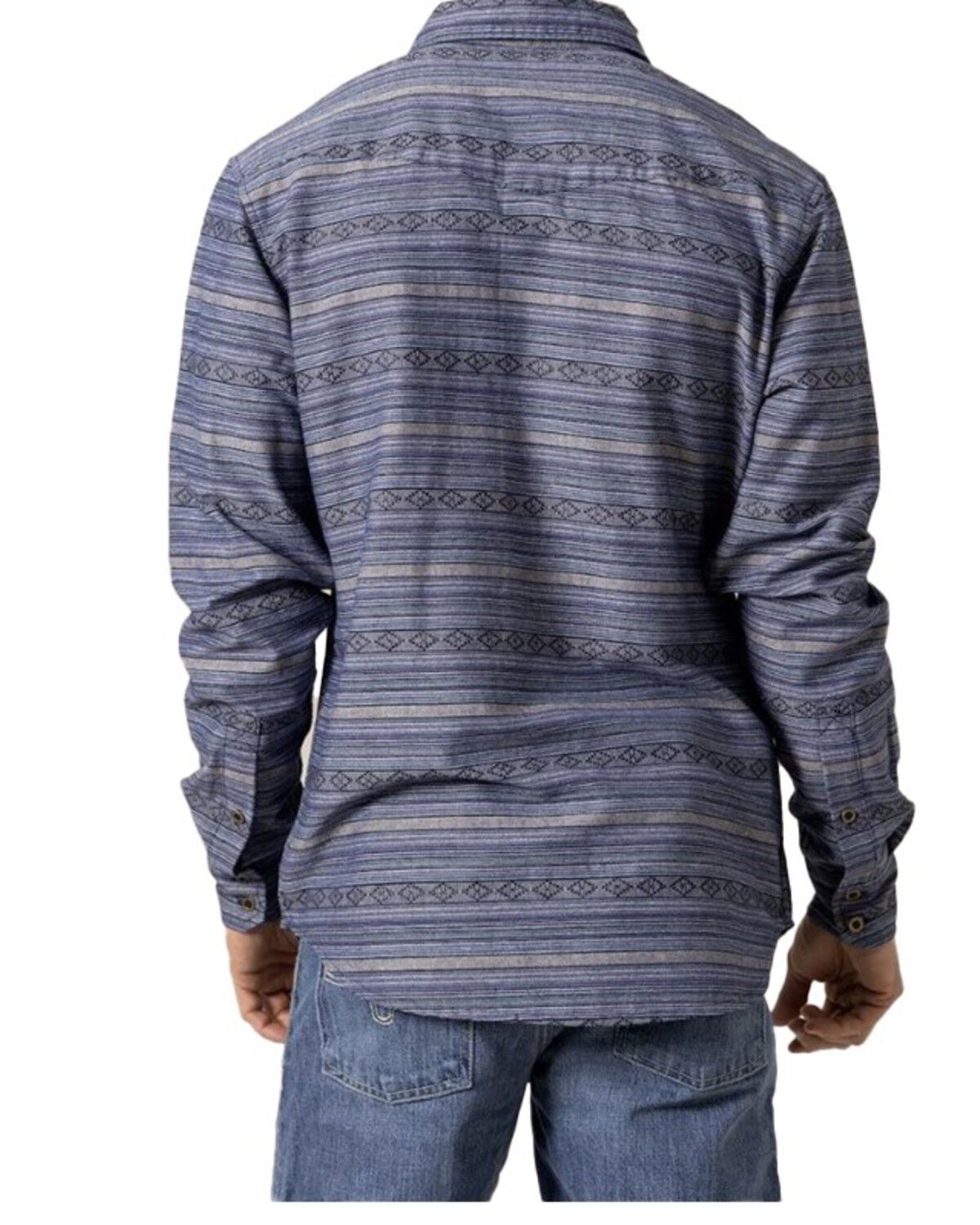 Image #4 - Kimes Ranch Men's Ortega Southwestern Striped Print Long Sleeve Button-Down Western Shirt, Indigo, hi-res