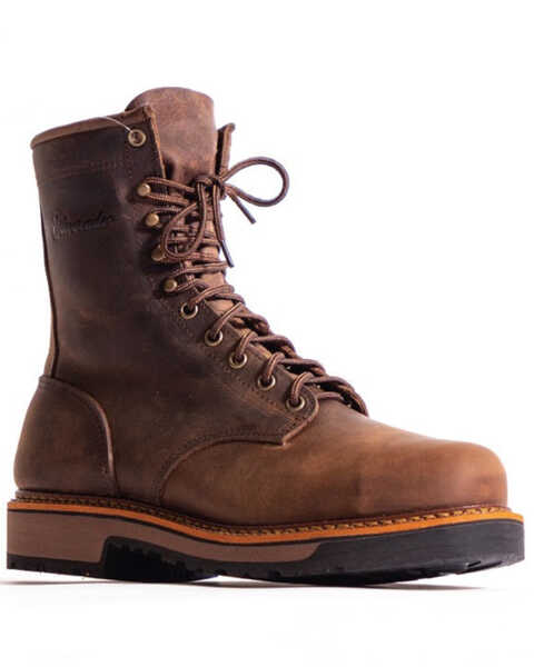 Image #1 - Silverado Men's 8" Lace-Up Work Boots - Soft Toe, Brown, hi-res