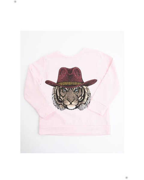 Somewhere West Toddler Girls' Cowboy Tiger Graphic Sweatshirt, Pink, hi-res