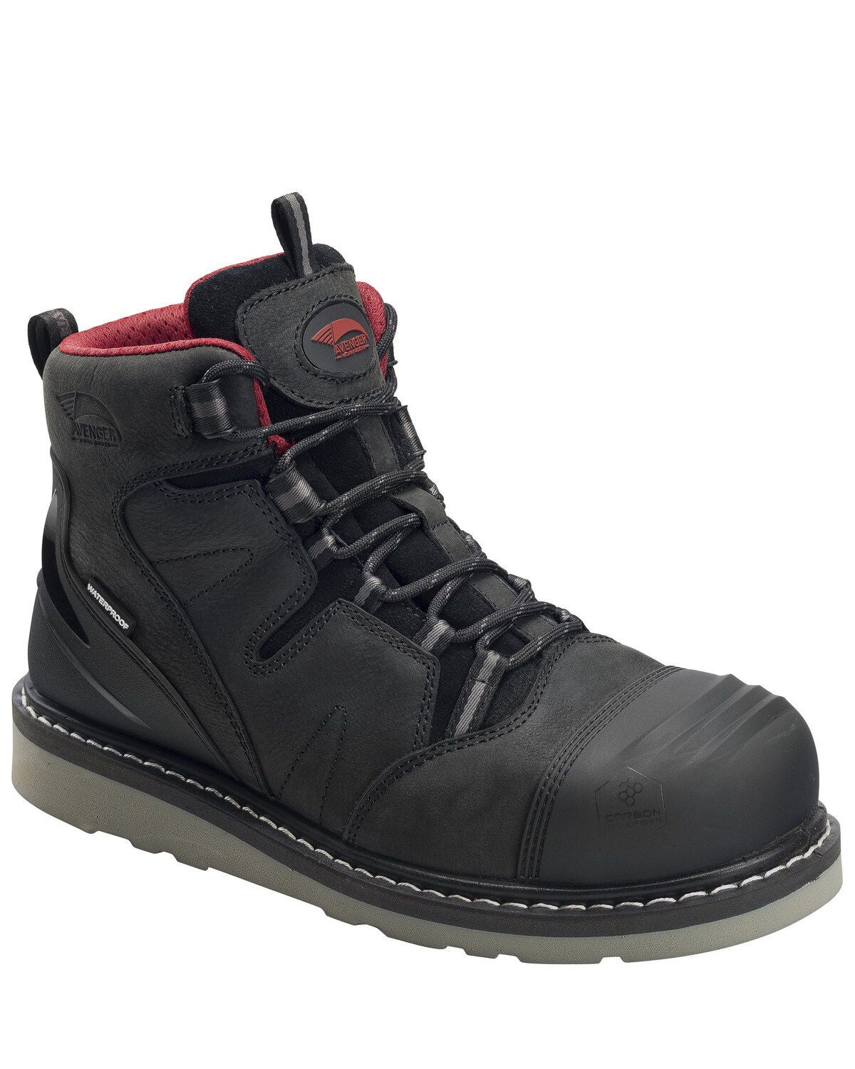 Avenger Men's Waterproof 5" Work Boots - Carbon Safety Toe, Black, hi-res