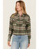 Image #2 - Cleo + Wolf Women's Corrie Plaid Print Embroidered Long Sleeve Snap Cropped Shirt, Dark Green, hi-res