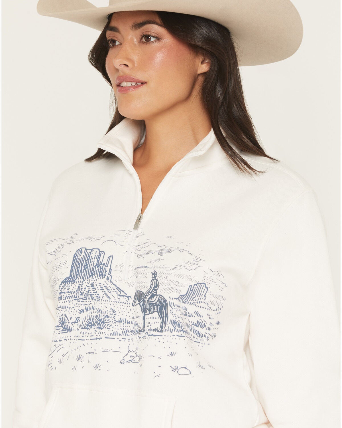 Image #2 - Ariat Women's Landscape 1/2 Zip Pullover, White, hi-res