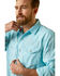 Image #2 - Ariat Men's Ace Retro Fit Solid Long Sleeve Snap Western Shirt, Aqua, hi-res