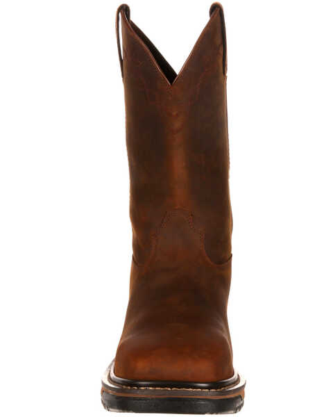 Image #5 - Rocky Men's Original Ride Western Work Boots - Square Toe, Dark Brown, hi-res