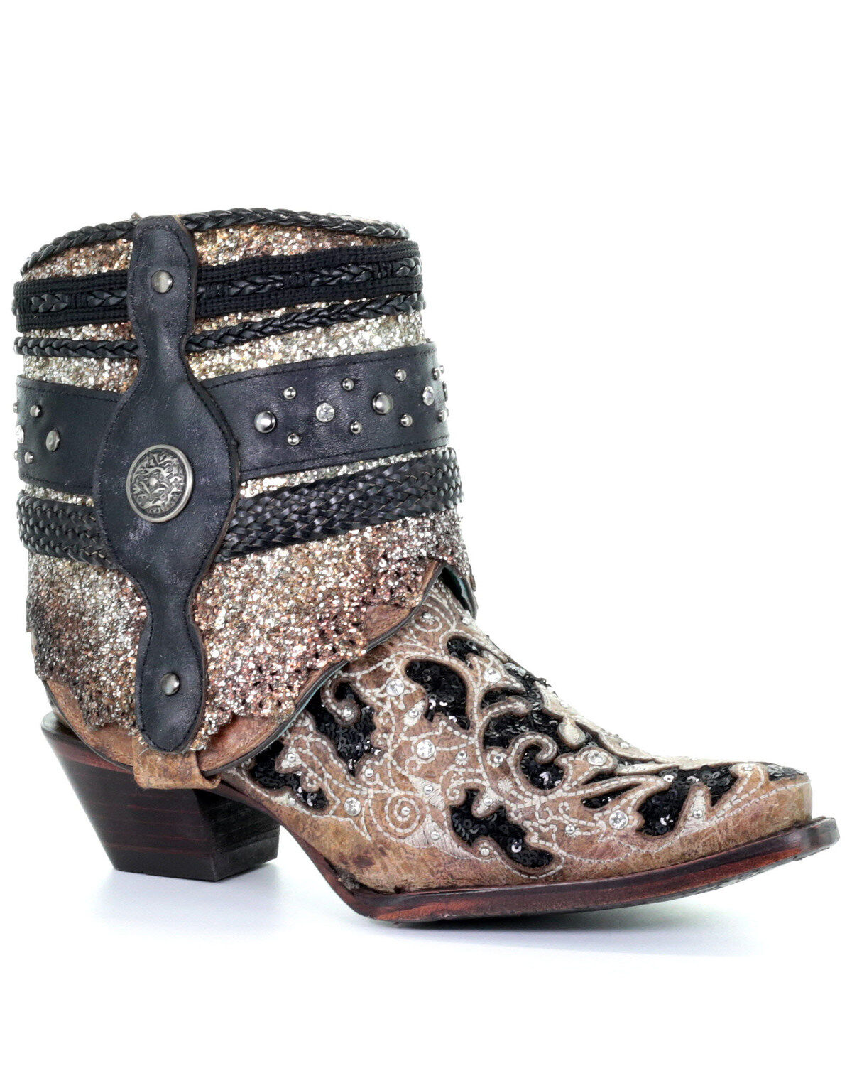 Image #1 - Corral Women's Glitter Flipped Shaft Fashion Booties - Snip Toe, , hi-res