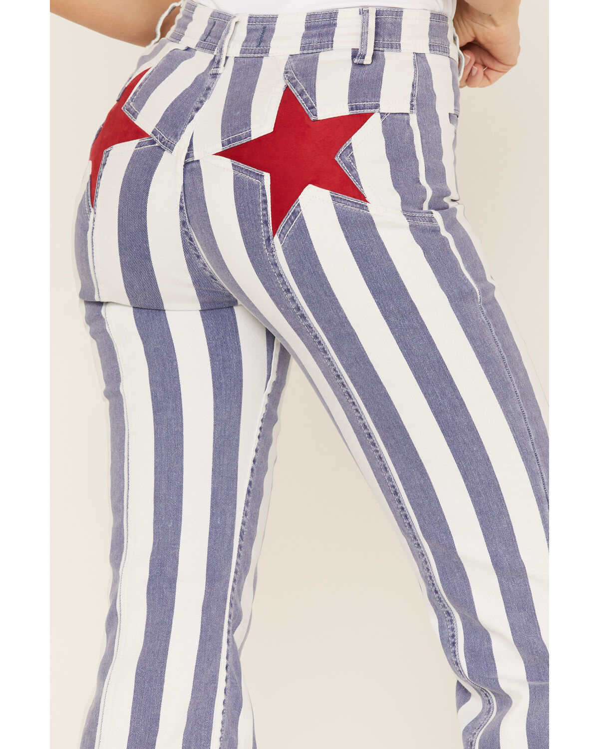 Image #4 - Free People Women's Firecracker Star & Stripe Flare Jeans, Blue, hi-res