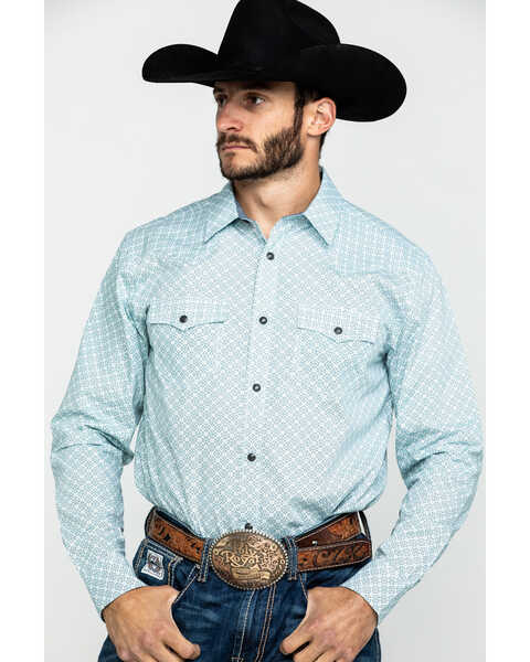 Cody James Men's Rosarito Floral Geo Print Long Sleeve Western Shirt , White, hi-res