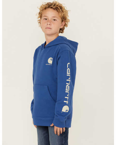 Carhartt Little Boys' Logo Graphic Hooded Sweatshirt , Blue, hi-res
