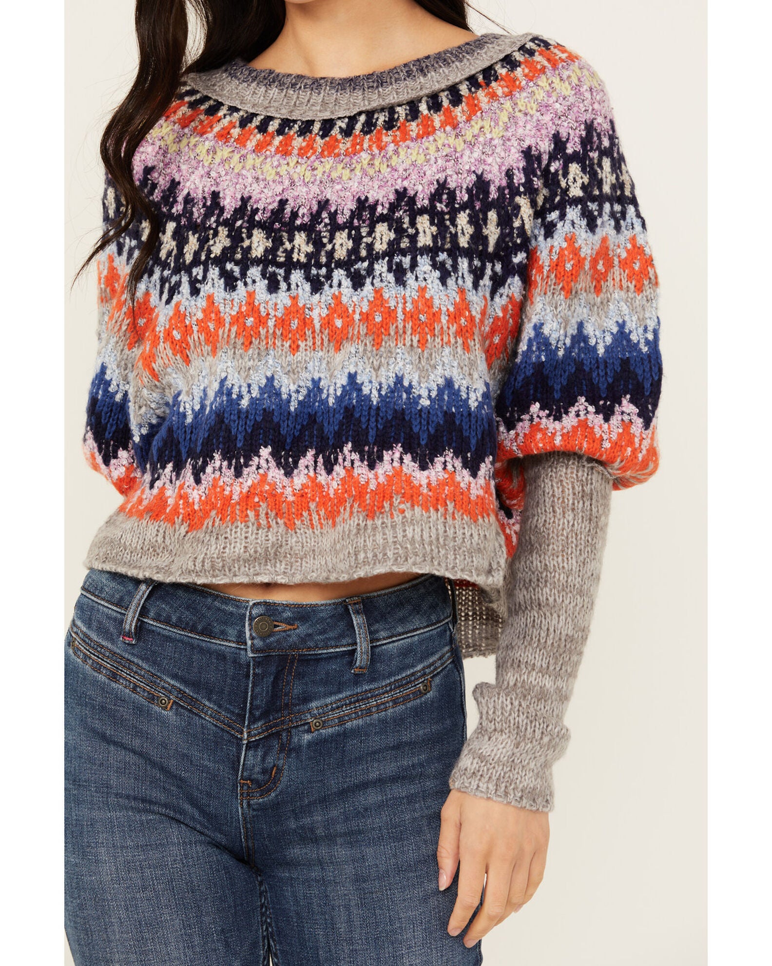 Free People Women's Home For The Holidays Sweater, Grey