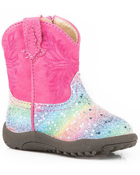 Roper Infant Girls' Glitter Rainbow Poppet Boots - Round Toe, Pink, hi-res