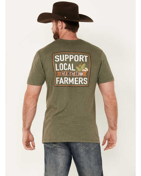 Cinch Men's Support Local Farmers Short Sleeve Graphic T-Shirt, Olive, hi-res