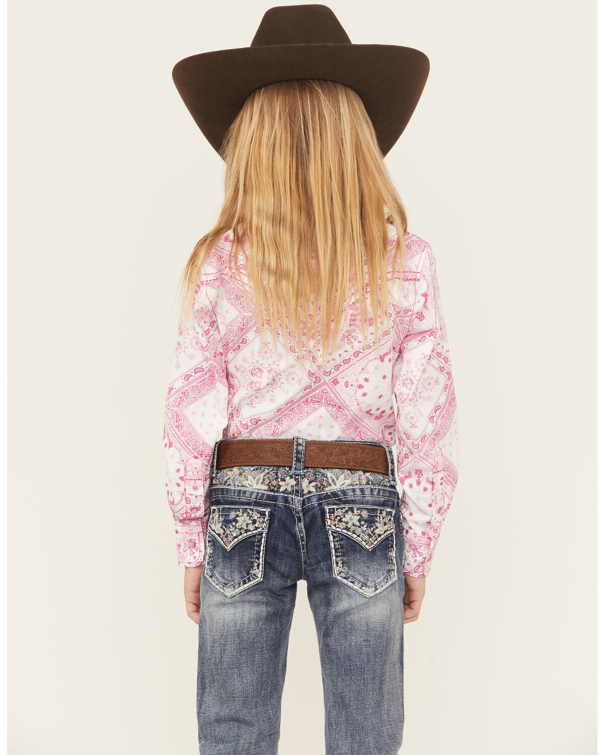 Image #4 - Cowgirl Hardware Girls' Bandana Print Long Sleeve Pearl Snap Stretch Western Shirt, , hi-res