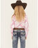 Image #4 - Cowgirl Hardware Girls' Bandana Print Long Sleeve Pearl Snap Stretch Western Shirt, , hi-res