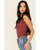 Image #2 - Shyanne Women's Smocked Ribbed Tank, Dark Red, hi-res
