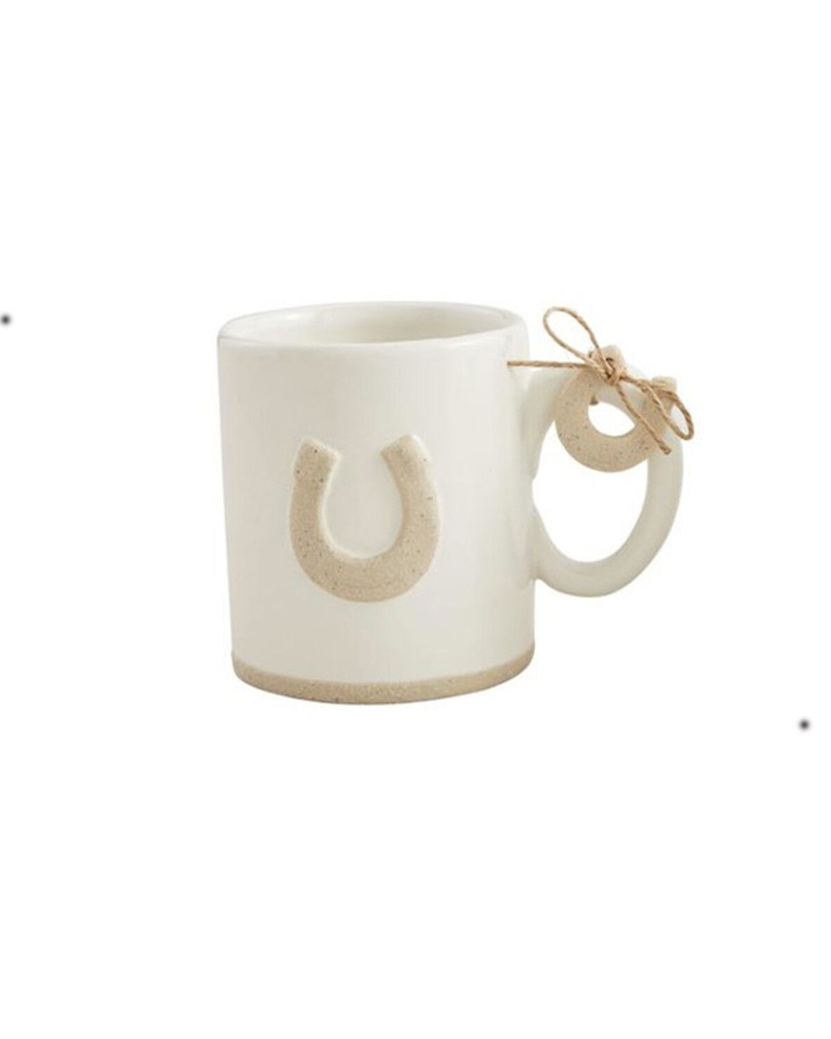Image #1 - Mud Pie Farm Horseshoe Mug, White, hi-res