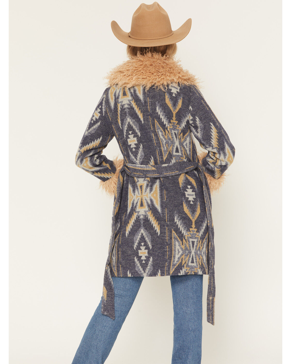 Image #6 - Idyllwind Women's Maxey Fur Trim Long Jacket, Indigo, hi-res