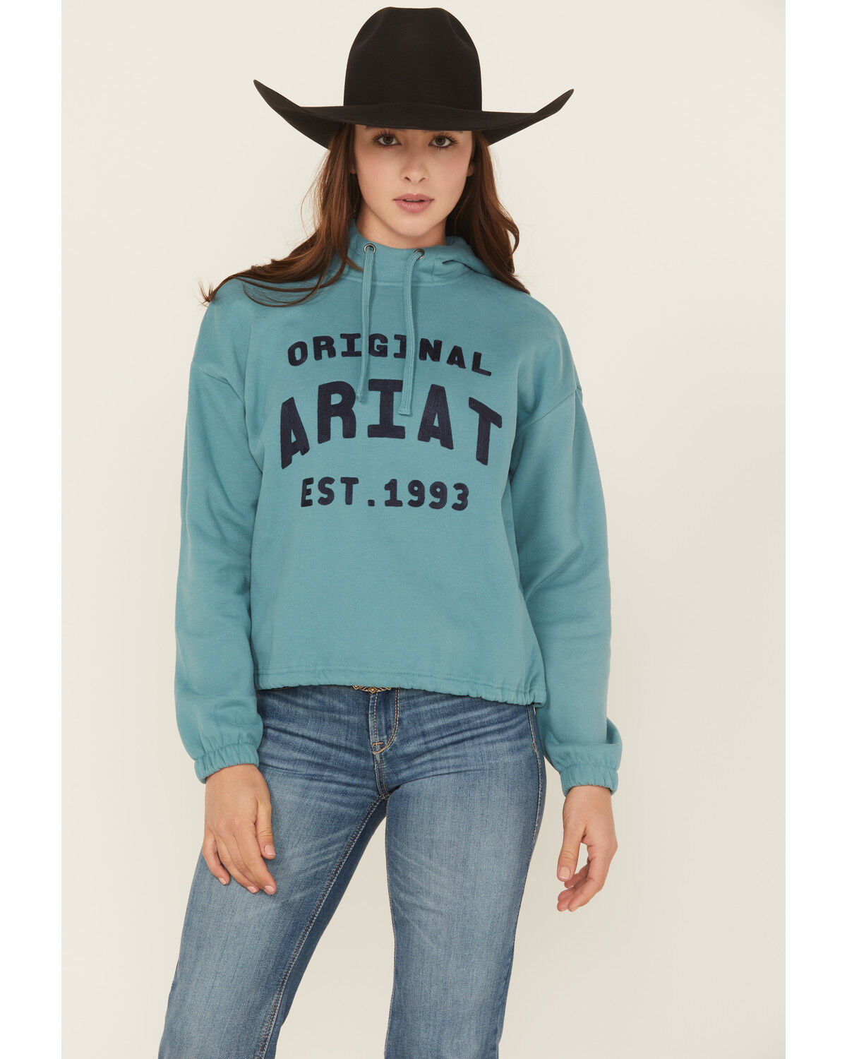 Image #1 - Ariat Women's Solid Logo Hoodie, Blue, hi-res
