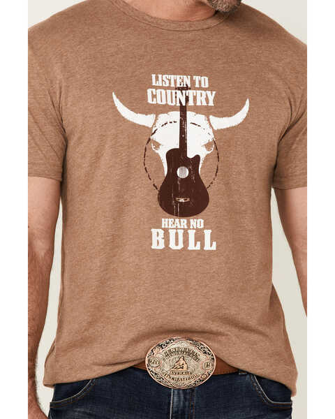 Cody James Men's Tan Listen To Country Graphic Short Sleeve T-Shirt , Tan, hi-res