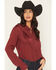 Image #4 - Idyllwind Women's Revive Fringe Long Sleeve Snap Crinkle Shirt, Cherry, hi-res
