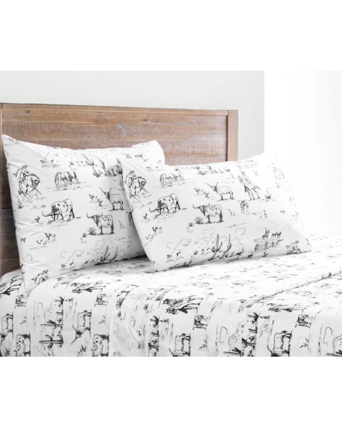 Image #1 - HiEnd Accents 200TC Cotton Ranch Life 3 Piece Sheet Set - Twin Size, Black, hi-res