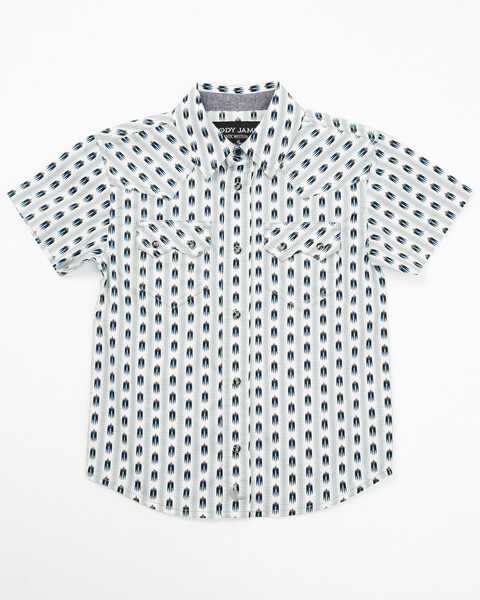 Cody James Toddler Boys' Printed Striped Short Sleeve Snap Western Shirt, White, hi-res