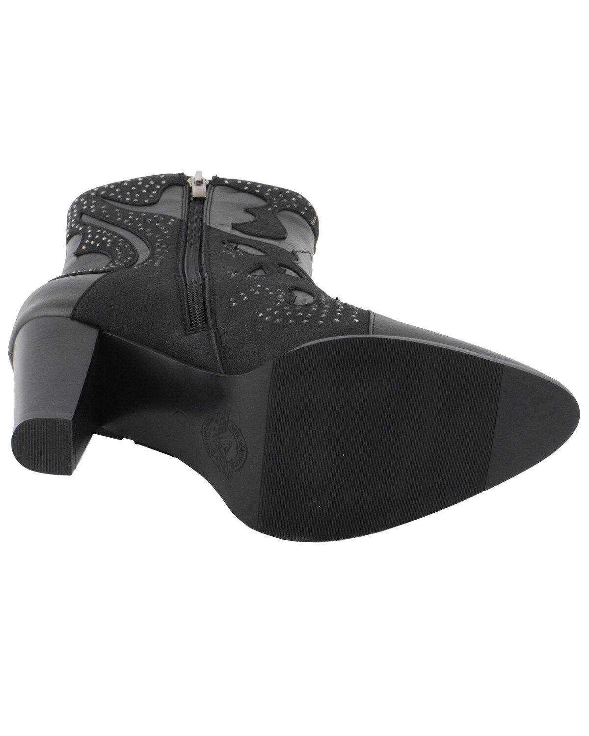 Image #6 - Milwaukee Leather Women's Studded Overlay Western Boots - Round Toe, Black, hi-res