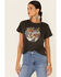 Blended Women's Take It Easy Circle Graphic Short Sleeve Tee , Charcoal, hi-res