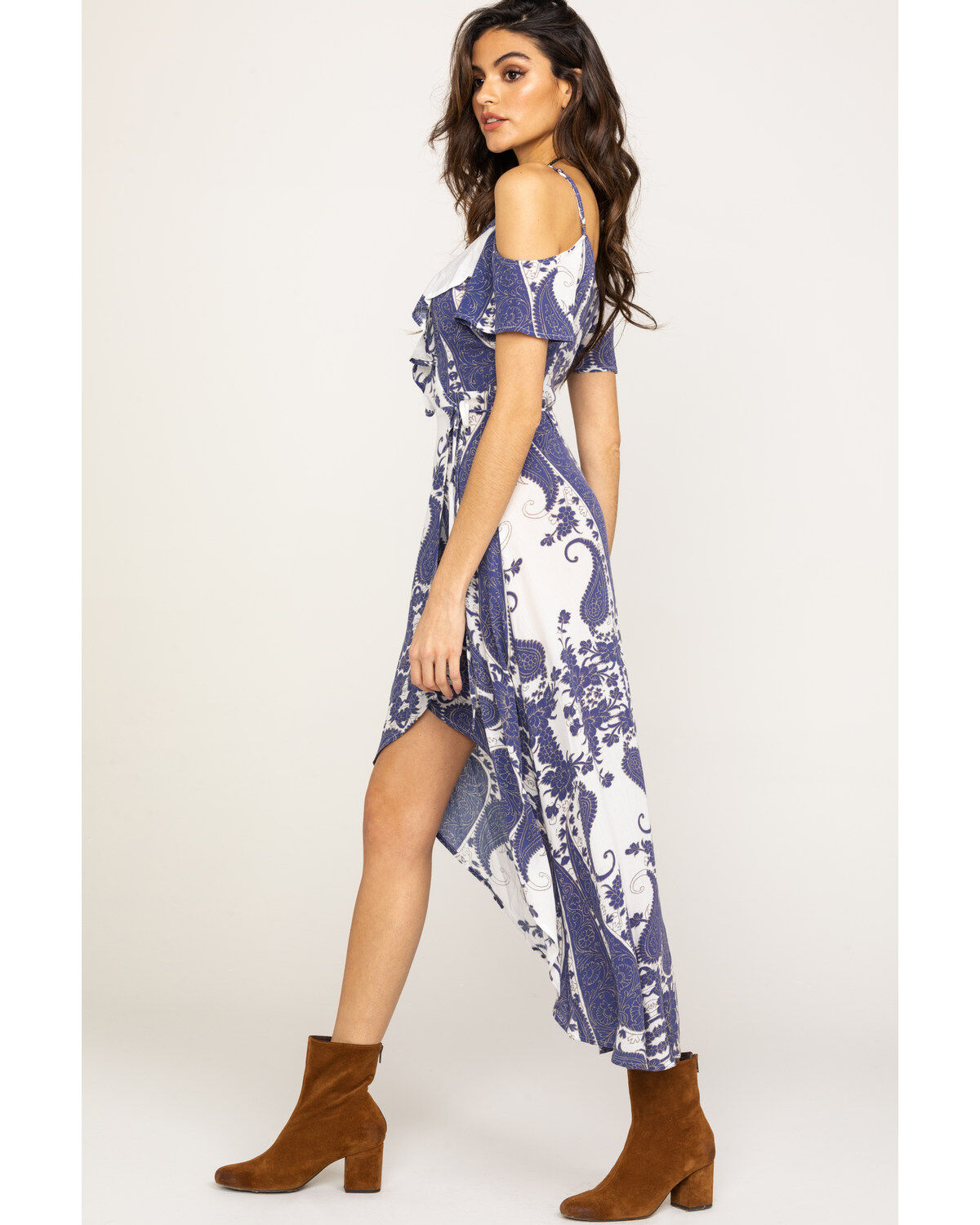 long dress with cold shoulder