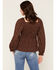 Image #4 - Yura Women's Floral Print Long Sleeve Shirt, Brown, hi-res