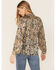 Revel Women's Paisley Print Long Sleeve Woven Chiffon Peasant Top  , Black, hi-res