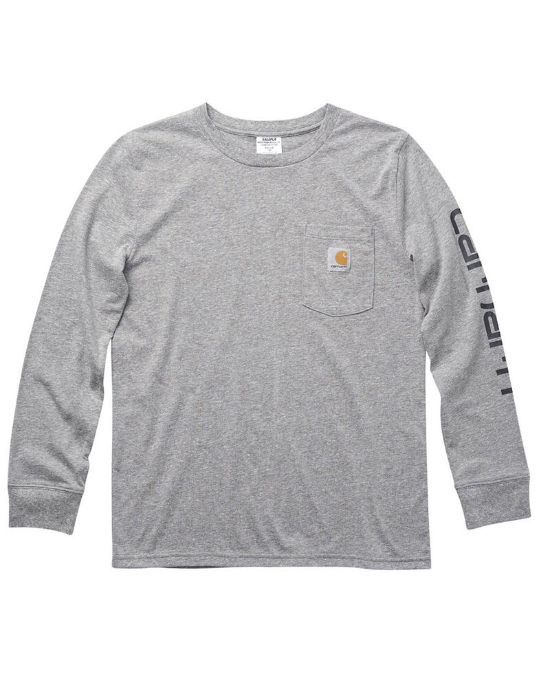 Carhartt Boys' Graphic Logo Long Sleeve T-Shirt, Dark Grey, hi-res