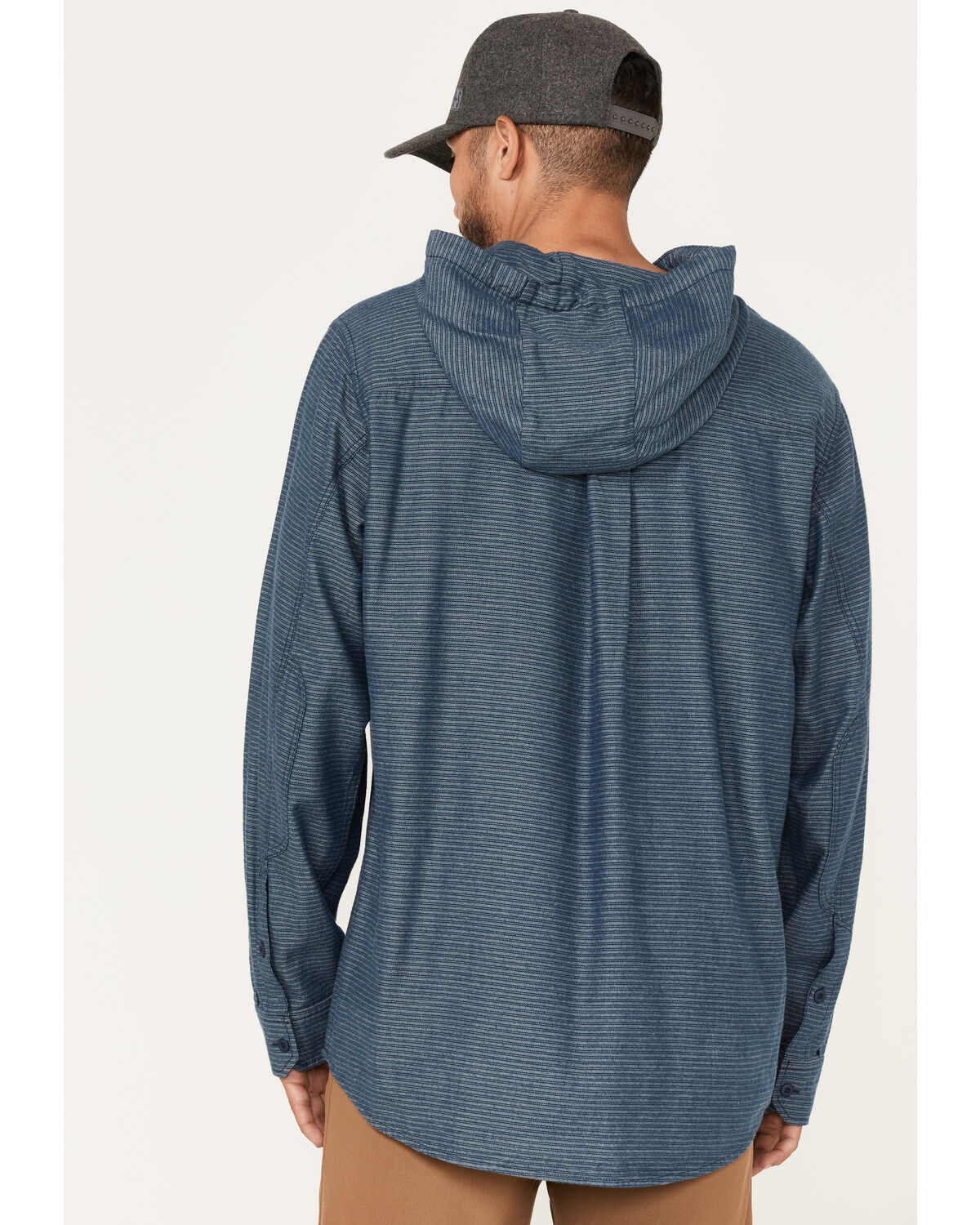Image #4 - Brothers and Sons Men's Striped Pullover Hooded Long Sleeve Western Flannel Shirt, Blue, hi-res